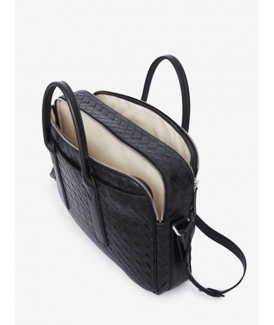 BOTTEGA VENETA Черный кожаный портфель, фото 4