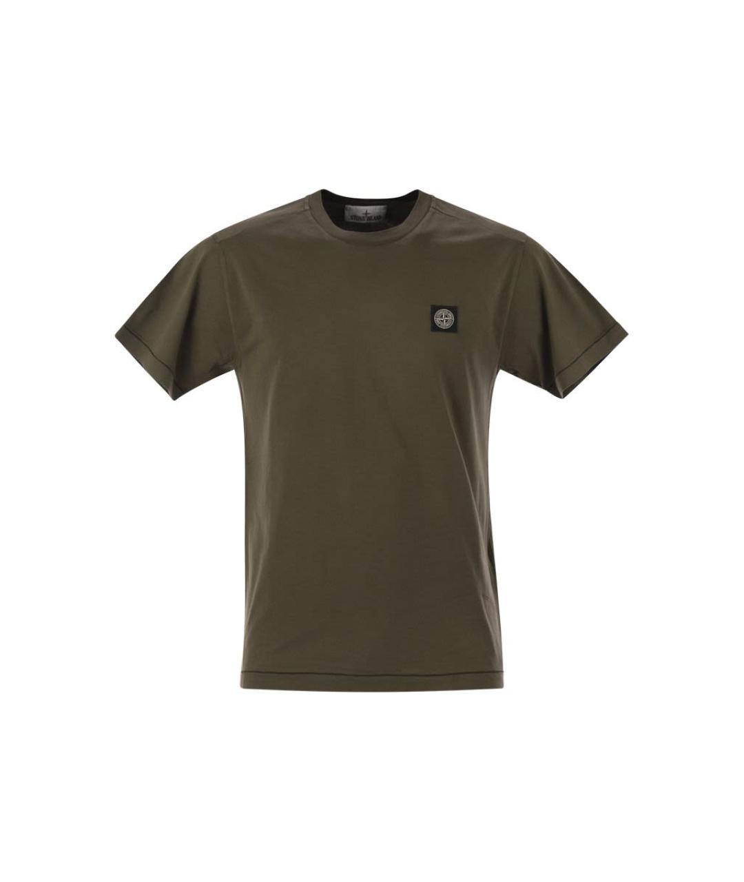 STONE ISLAND Хаки хлопковая футболка, фото 1