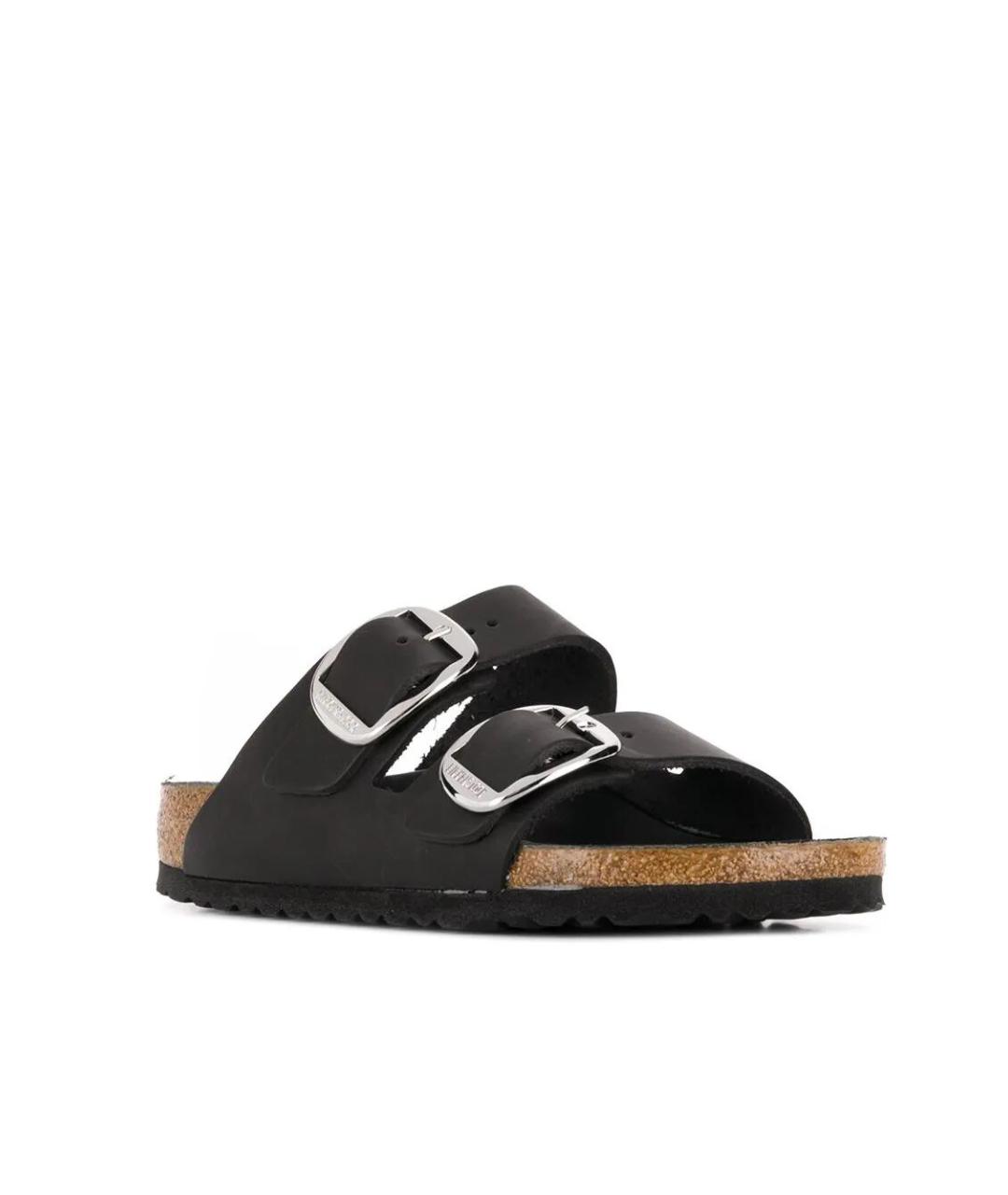 BIRKENSTOCK Черные кожаные шлепанцы, фото 2