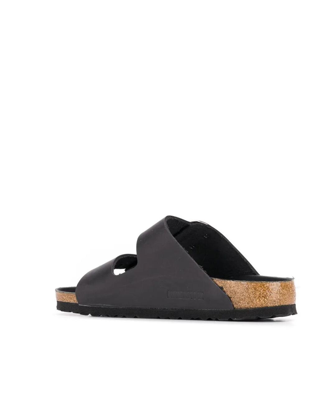 BIRKENSTOCK Черные кожаные шлепанцы, фото 3