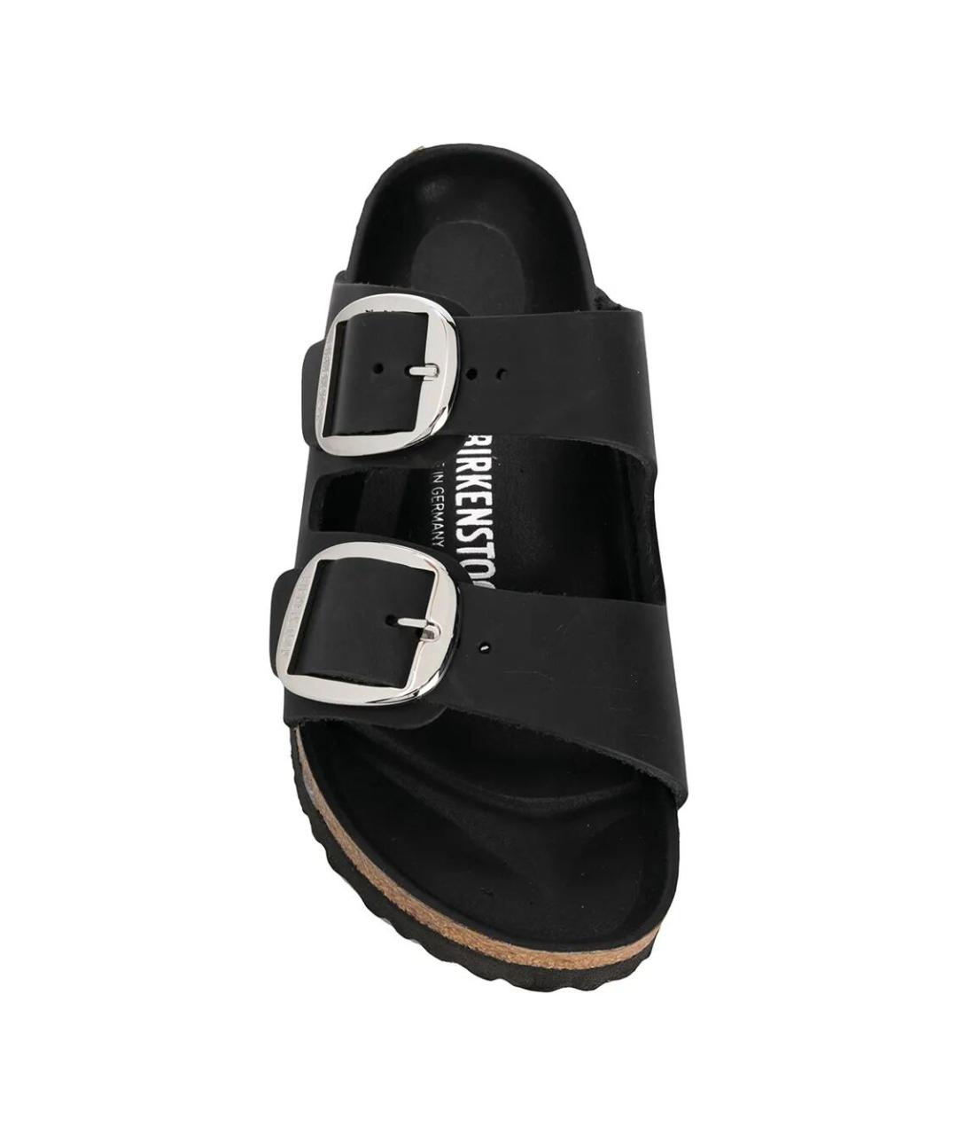 BIRKENSTOCK Черные кожаные шлепанцы, фото 4