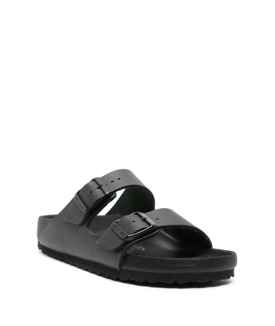 BIRKENSTOCK Черные кожаные шлепанцы, фото 2