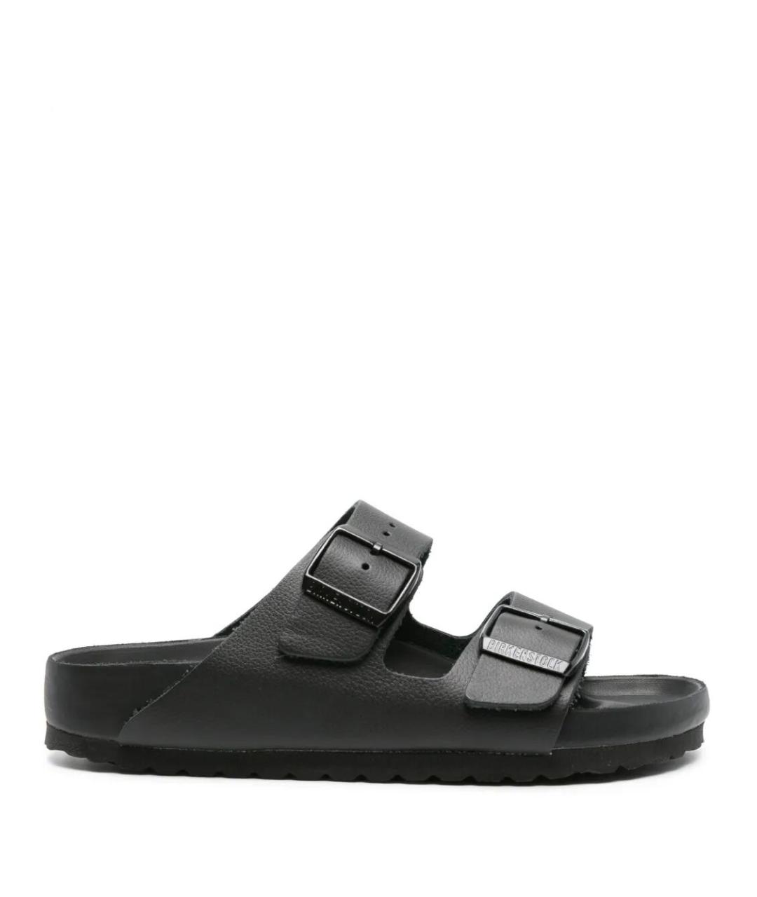 BIRKENSTOCK Черные кожаные шлепанцы, фото 1