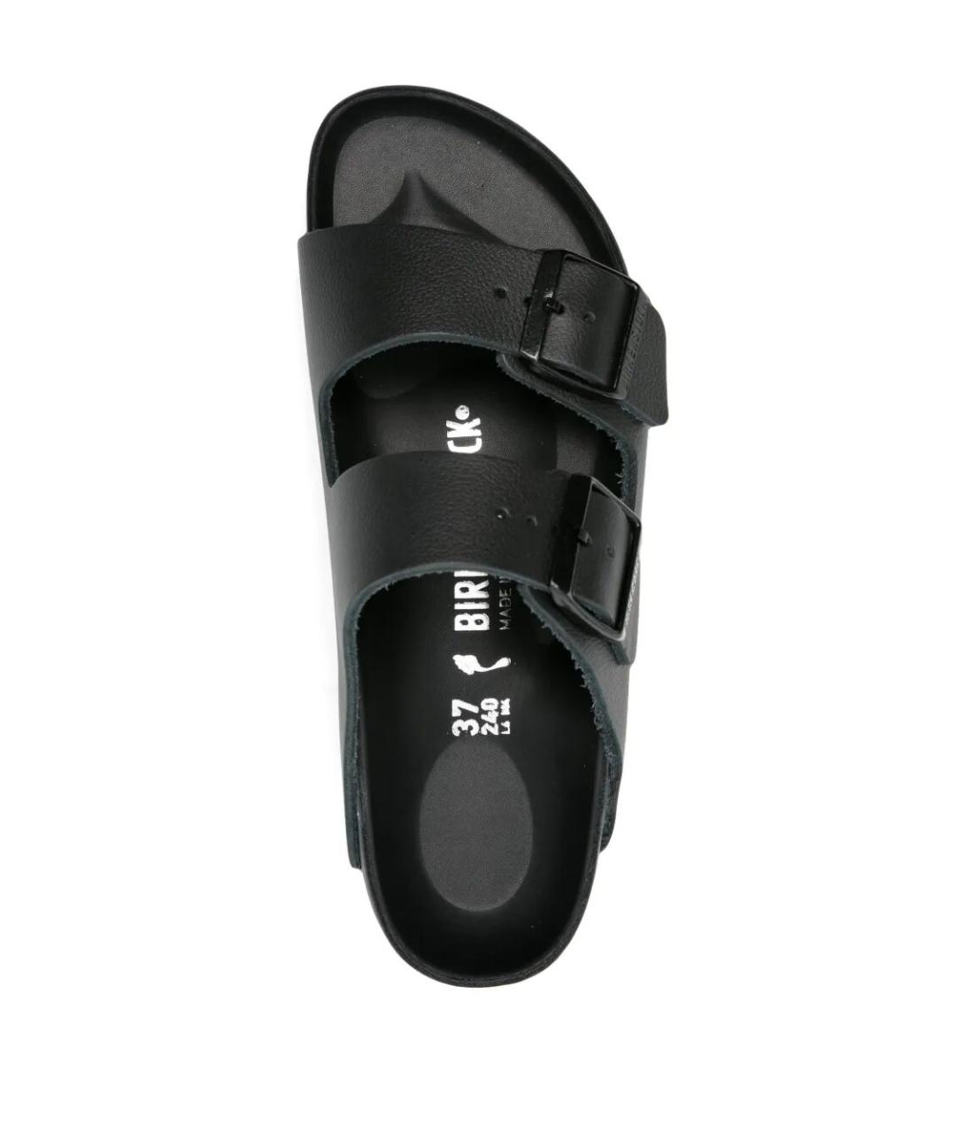 BIRKENSTOCK Черные кожаные шлепанцы, фото 4