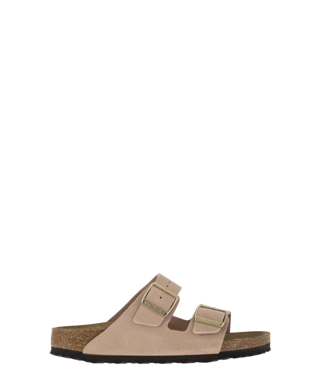 BIRKENSTOCK Бежевые замшевые шлепанцы, фото 1