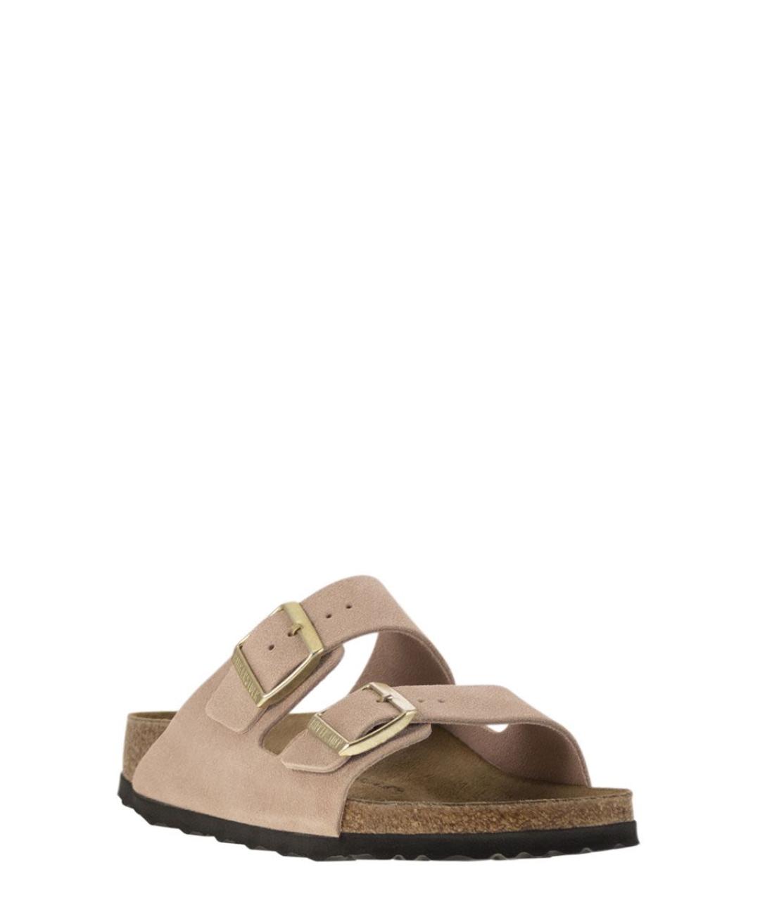 BIRKENSTOCK Бежевые замшевые шлепанцы, фото 2