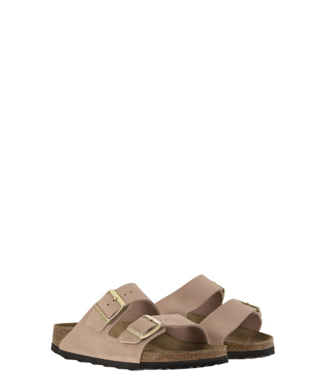 BIRKENSTOCK Бежевые замшевые шлепанцы, фото 4