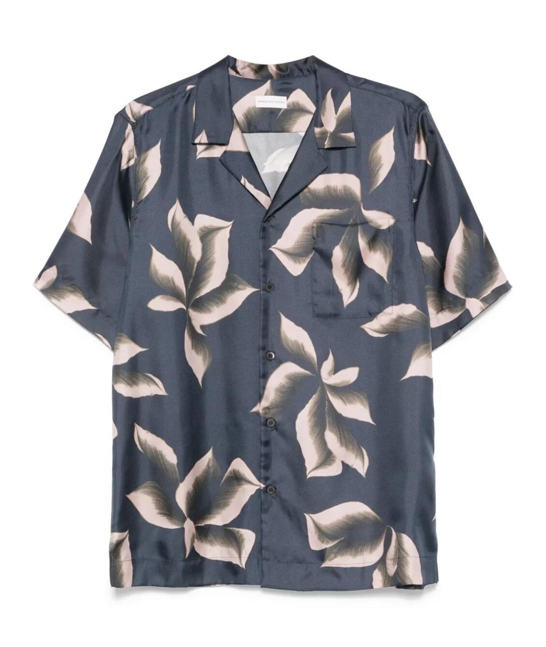 DRIES VAN NOTEN Темно-синяя шелковая кэжуал рубашка, фото 1