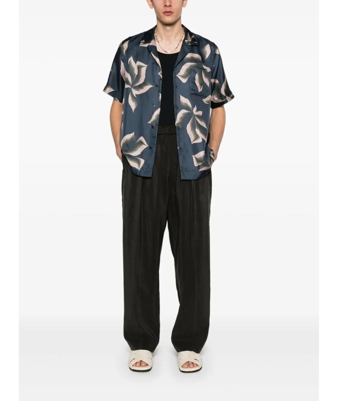 DRIES VAN NOTEN Темно-синяя шелковая кэжуал рубашка, фото 3