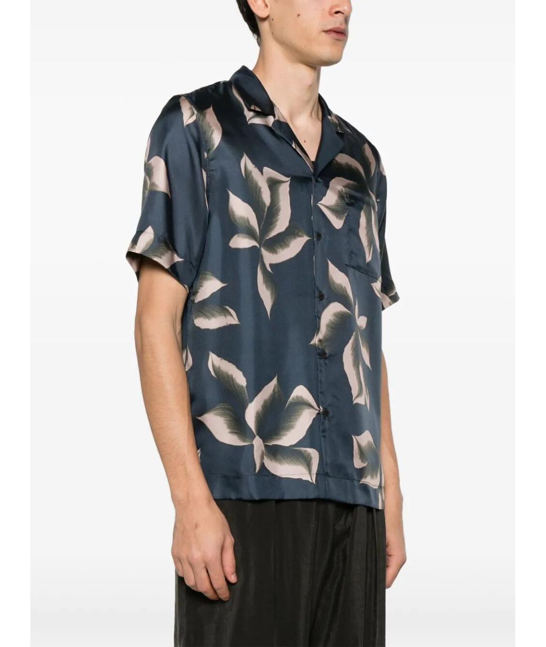 DRIES VAN NOTEN Темно-синяя шелковая кэжуал рубашка, фото 4