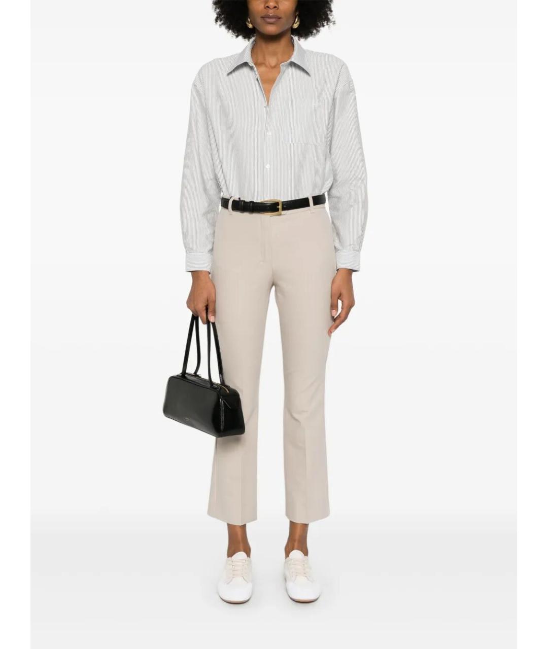 'S MAX MARA Бежевые хлопковые прямые брюки, фото 4