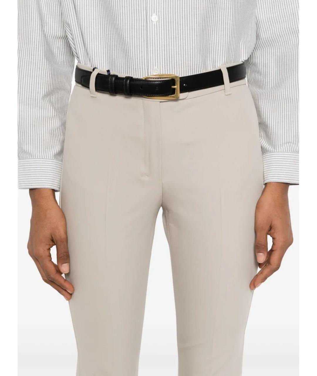 'S MAX MARA Бежевые хлопковые прямые брюки, фото 3