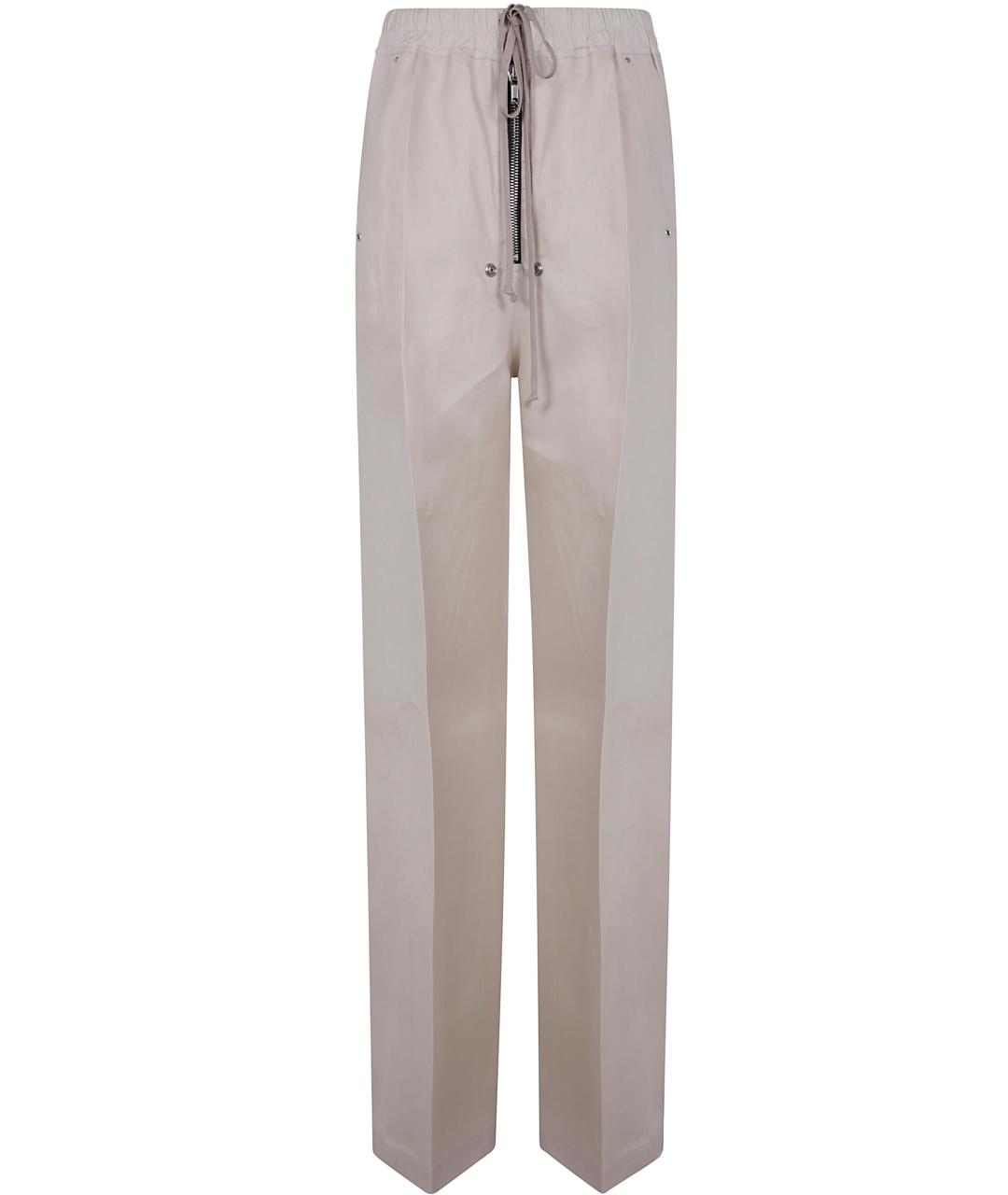 RICK OWENS Серые хлопко-эластановые прямые брюки, фото 1