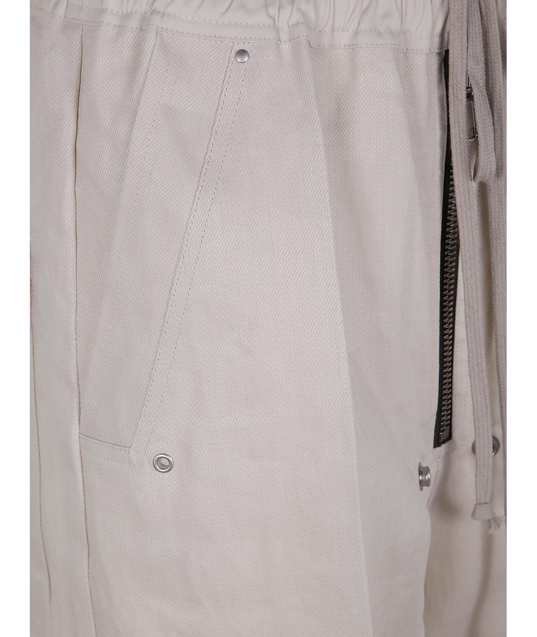 RICK OWENS Серые хлопко-эластановые прямые брюки, фото 3