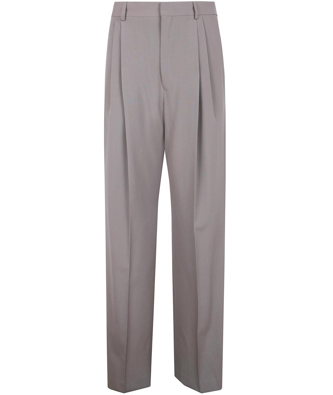 DRIES VAN NOTEN Серые шерстяные повседневные брюки, фото 1