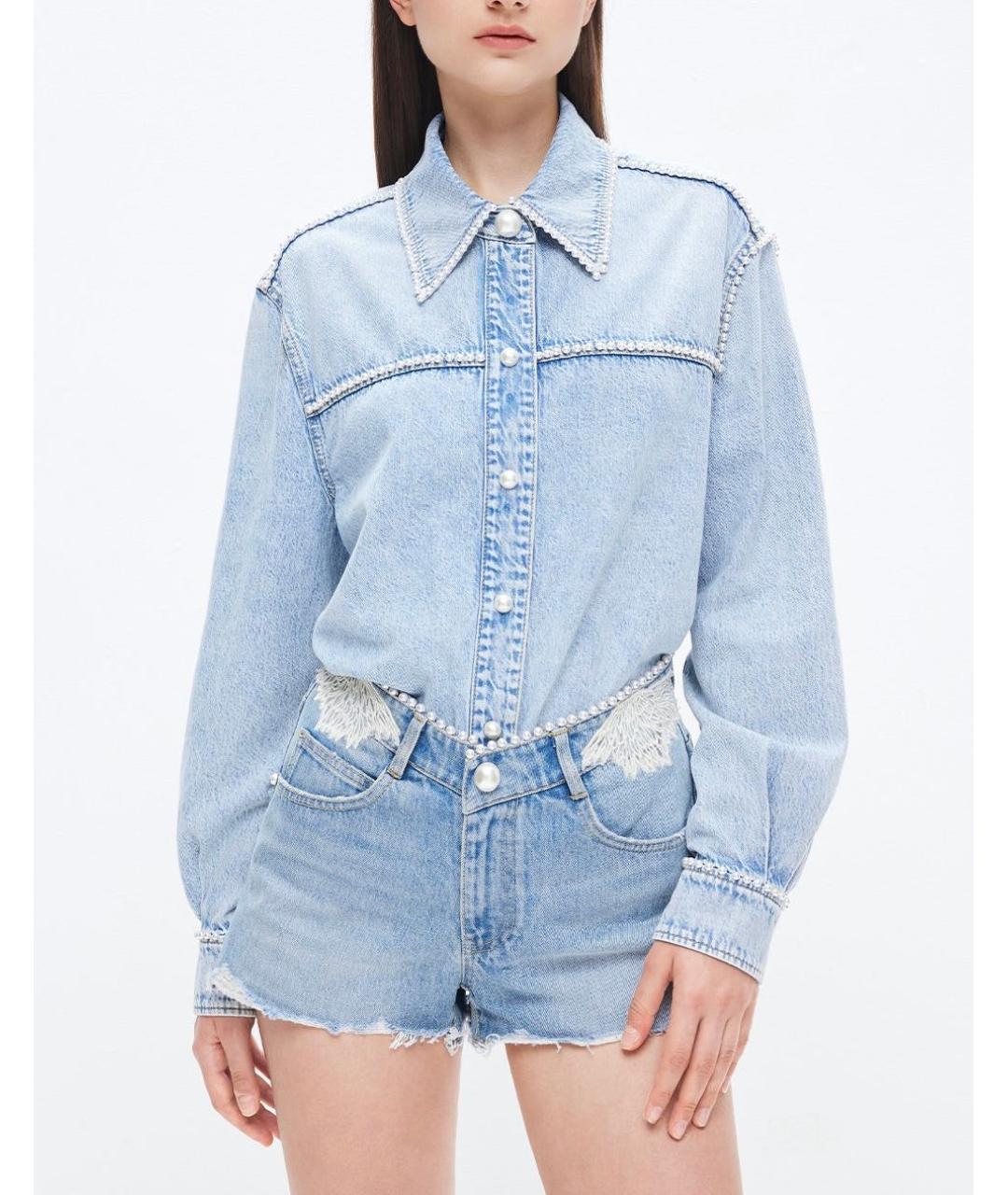 MISS BLUMARINE Голубые хлопковые шорты, фото 4