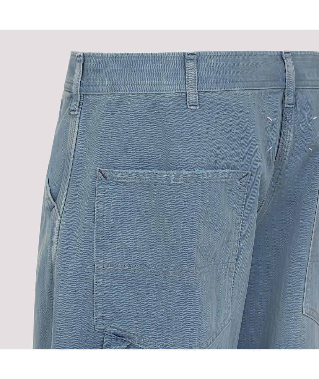 MAISON MARGIELA Синие хлопковые повседневные брюки, фото 4