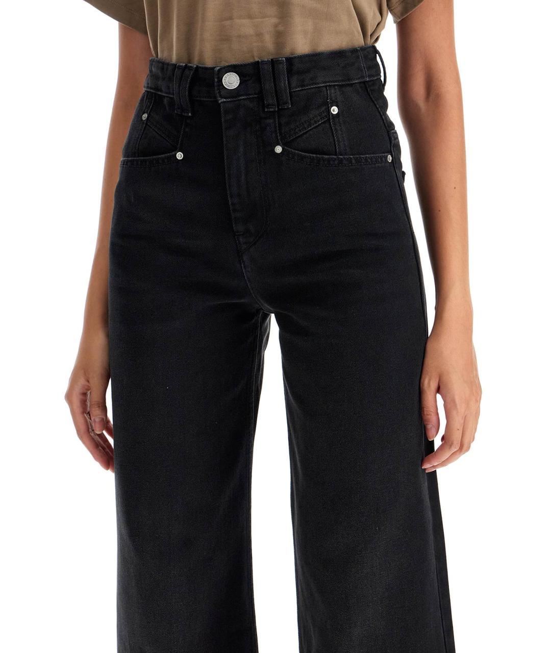 ISABEL MARANT Черные хлопковые прямые брюки, фото 4