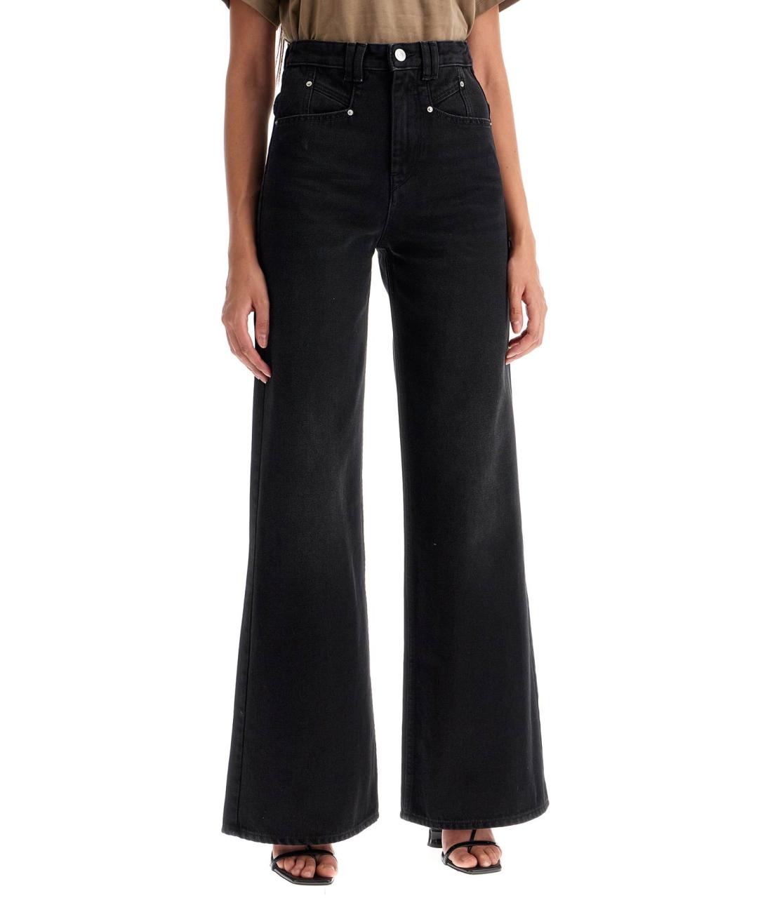ISABEL MARANT Черные хлопковые прямые брюки, фото 2