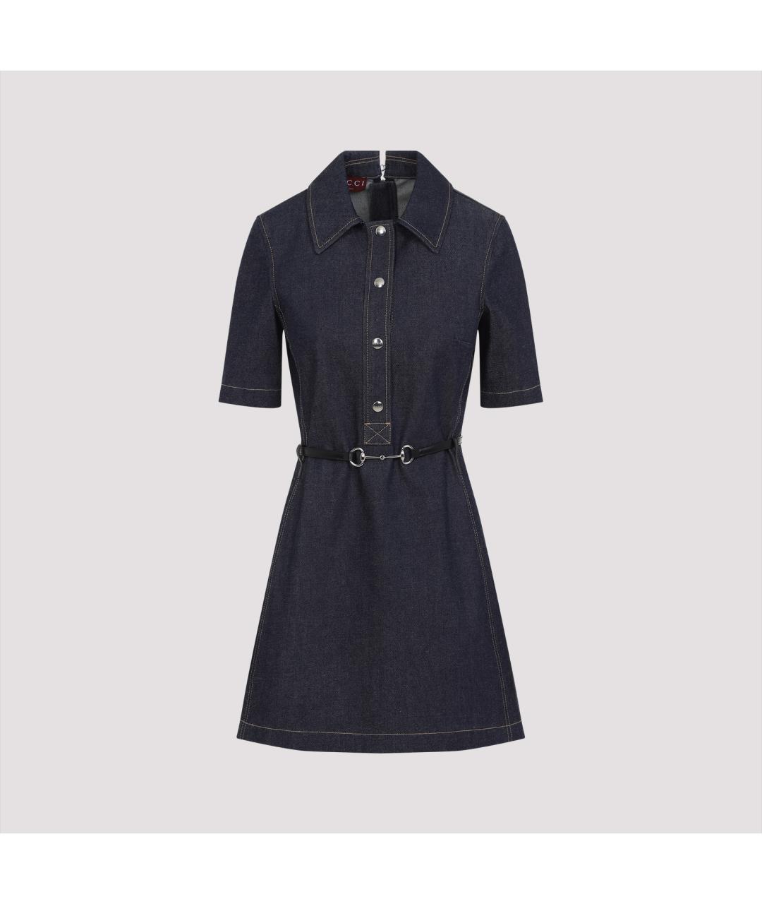 GUCCI Синее хлопковое повседневное платье, фото 2