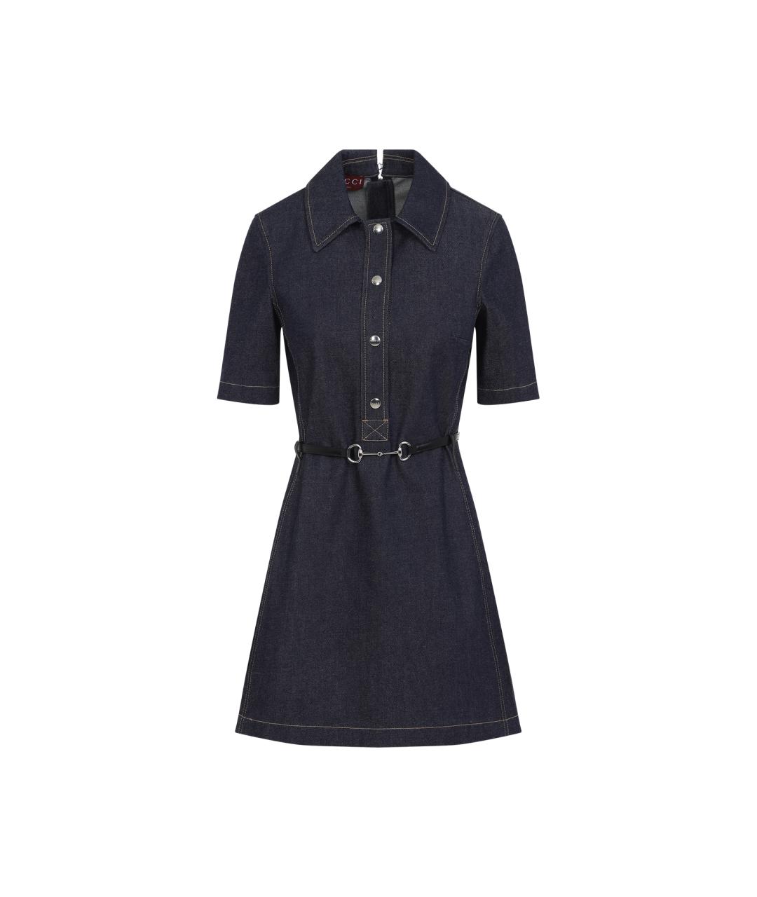 GUCCI Синее хлопковое повседневное платье, фото 1
