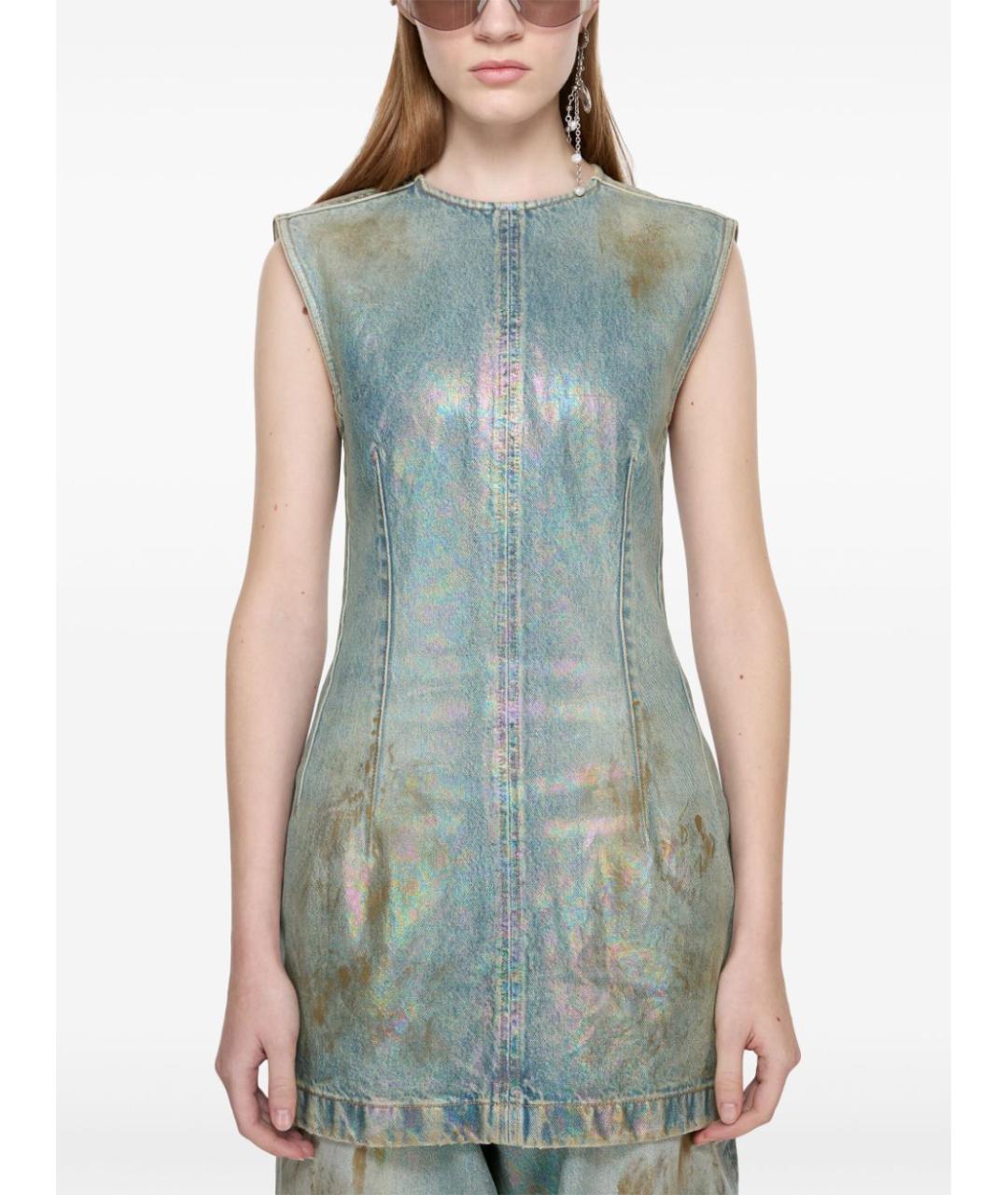 ACNE STUDIOS Голубое хлопковое повседневное платье, фото 2