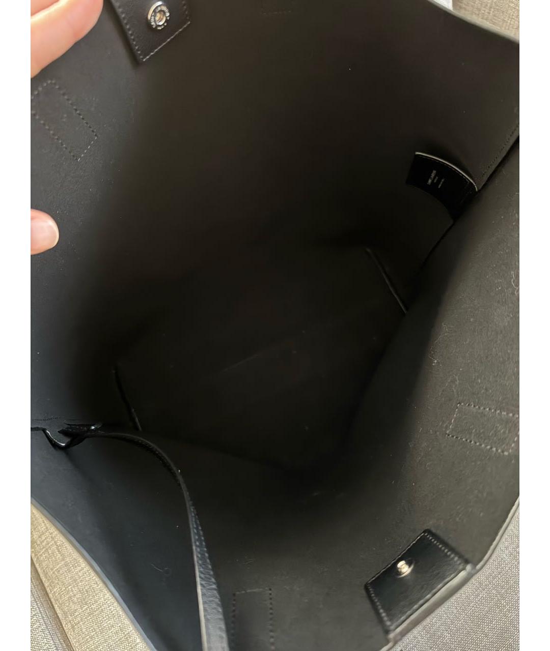 SAINT LAURENT Черная кожаная сумка тоут, фото 5