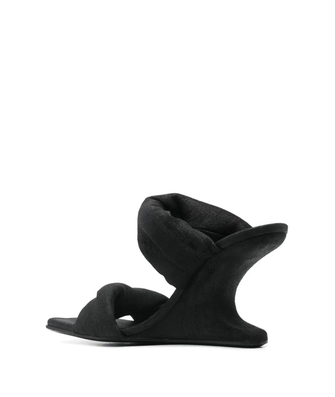 RICK OWENS Черные кожаные мюли, фото 4