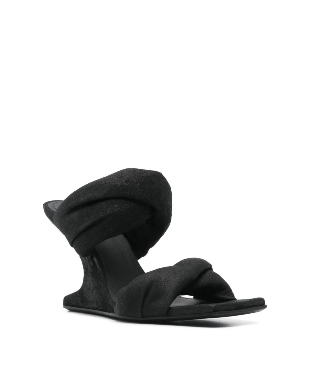 RICK OWENS Черные кожаные мюли, фото 2