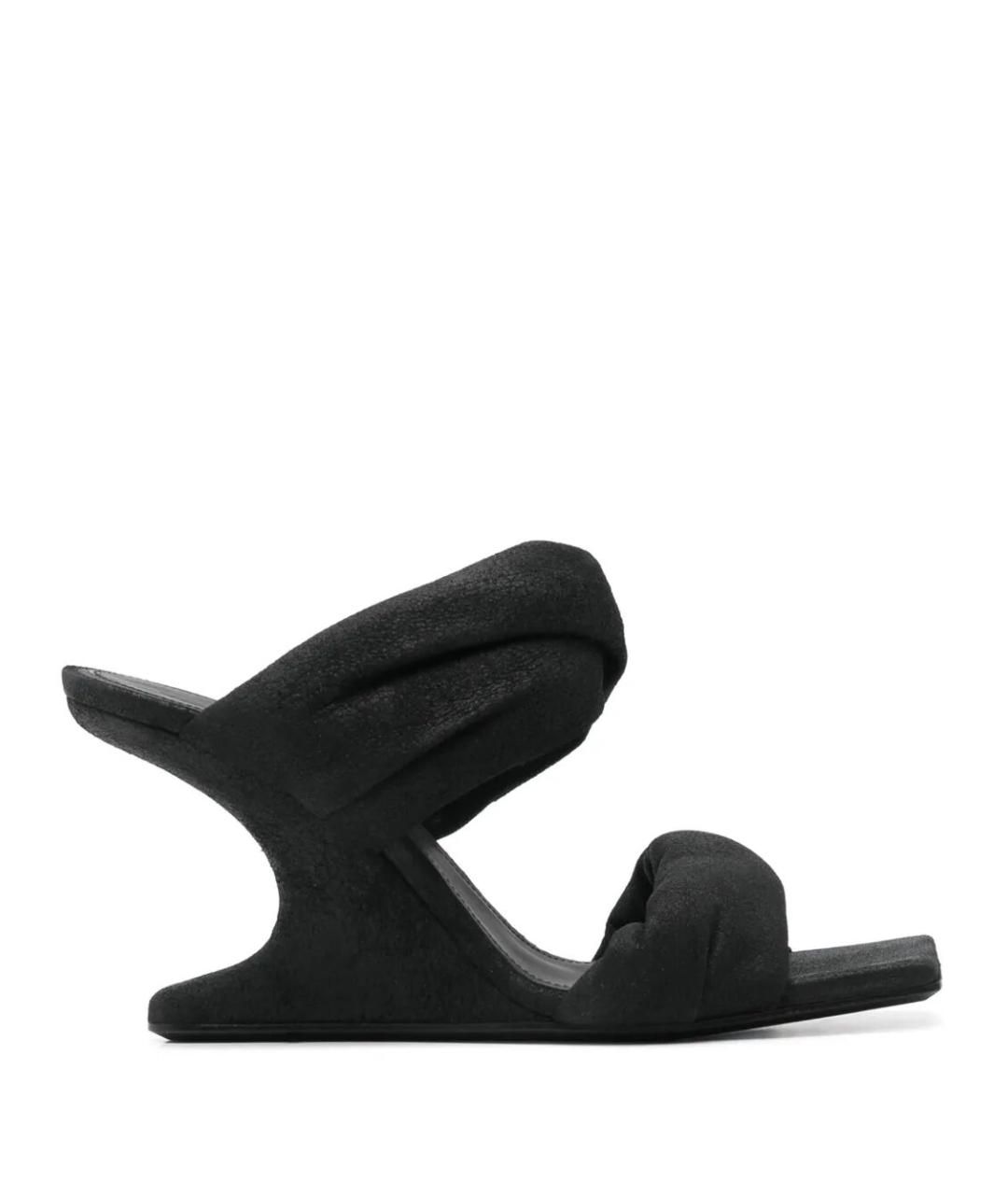 RICK OWENS Черные кожаные мюли, фото 1