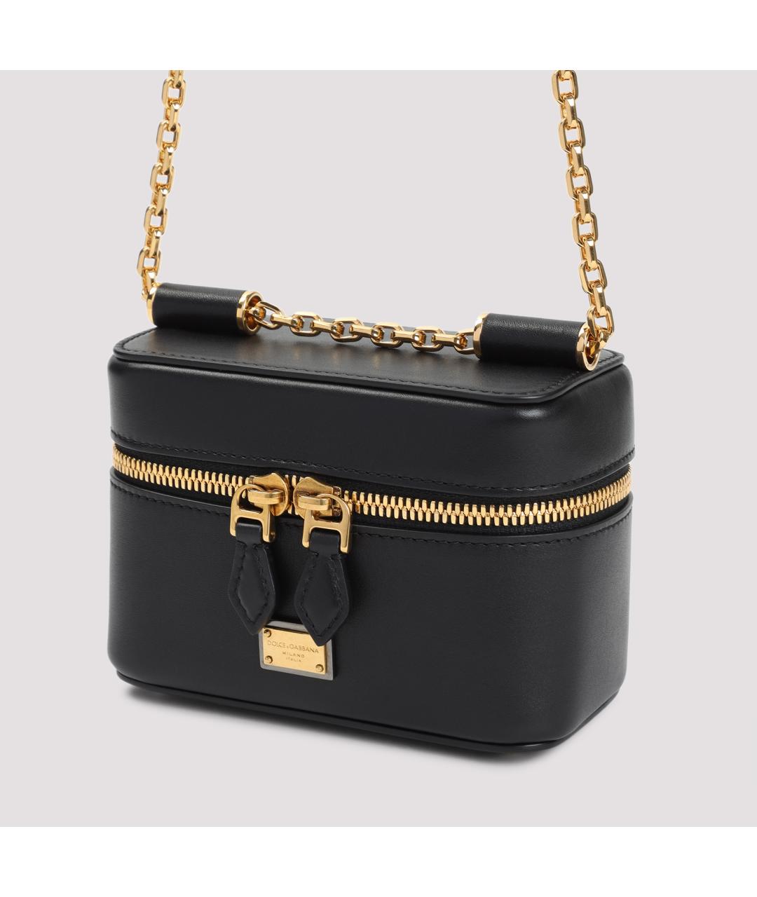 DOLCE&GABBANA Черная кожаная сумка через плечо, фото 4