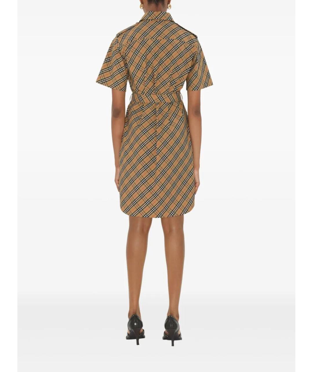 BURBERRY Коричневое хлопковое повседневное платье, фото 4