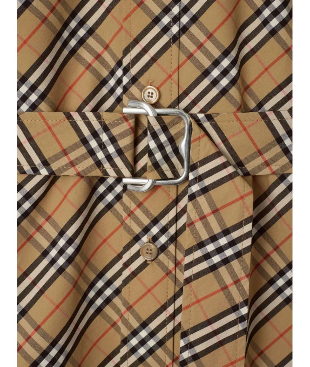 BURBERRY Коричневое хлопковое повседневное платье, фото 5
