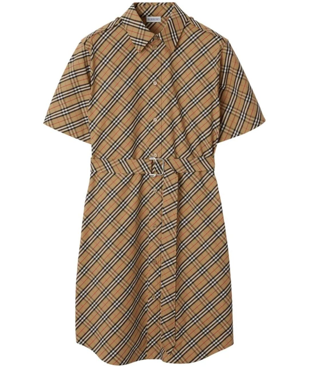 BURBERRY Коричневое хлопковое повседневное платье, фото 1