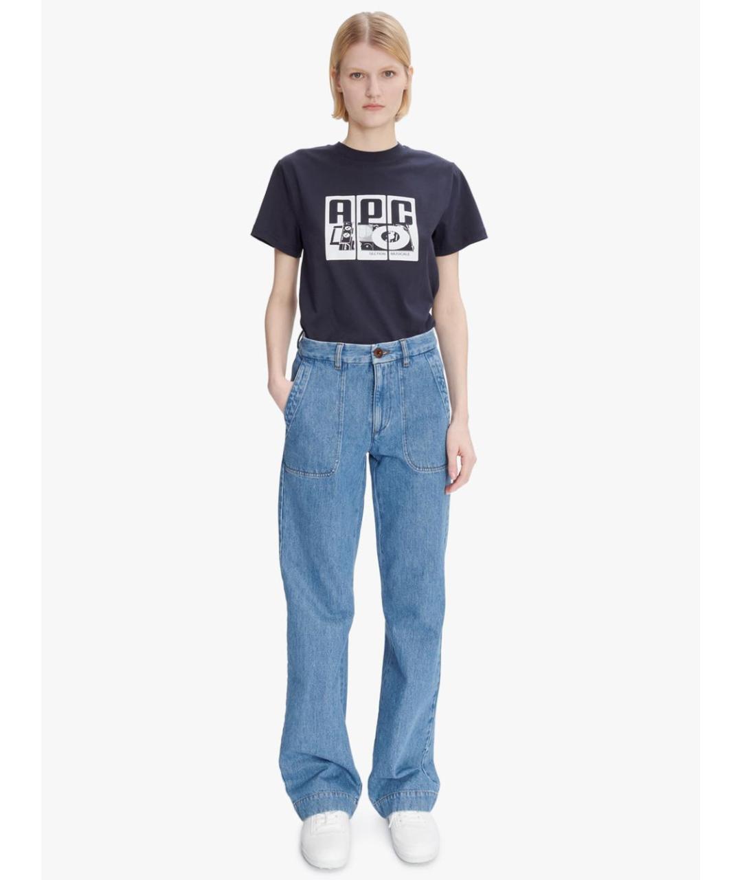 A.P.C. Голубые хлопковые прямые джинсы, фото 2