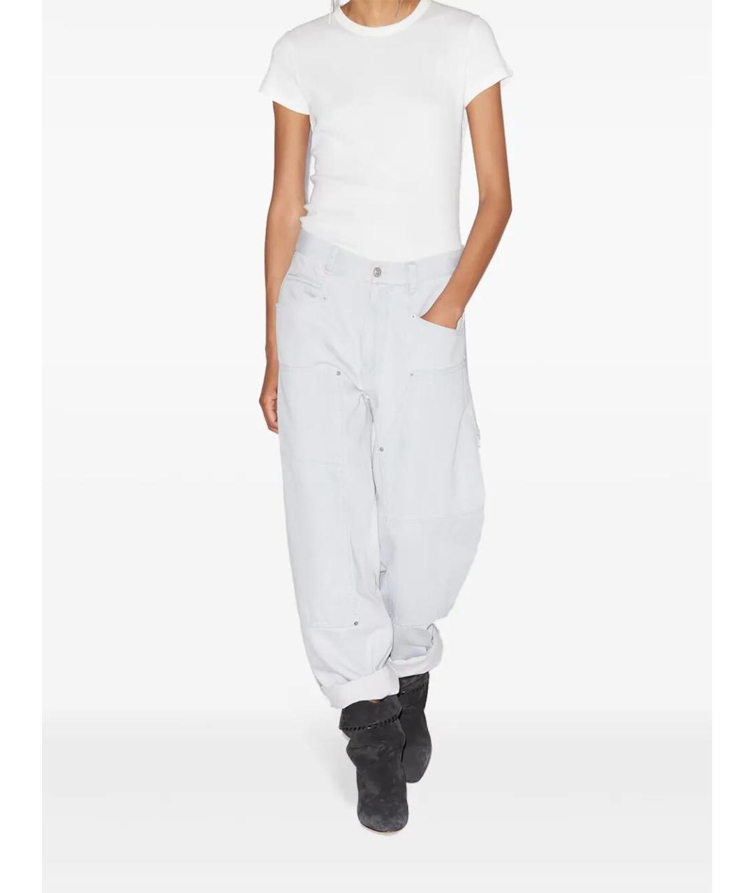 ISABEL MARANT Голубые хлопковые прямые брюки, фото 5