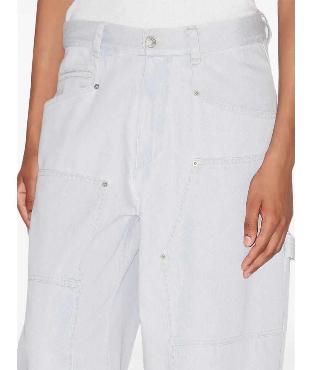 ISABEL MARANT Голубые хлопковые прямые брюки, фото 4