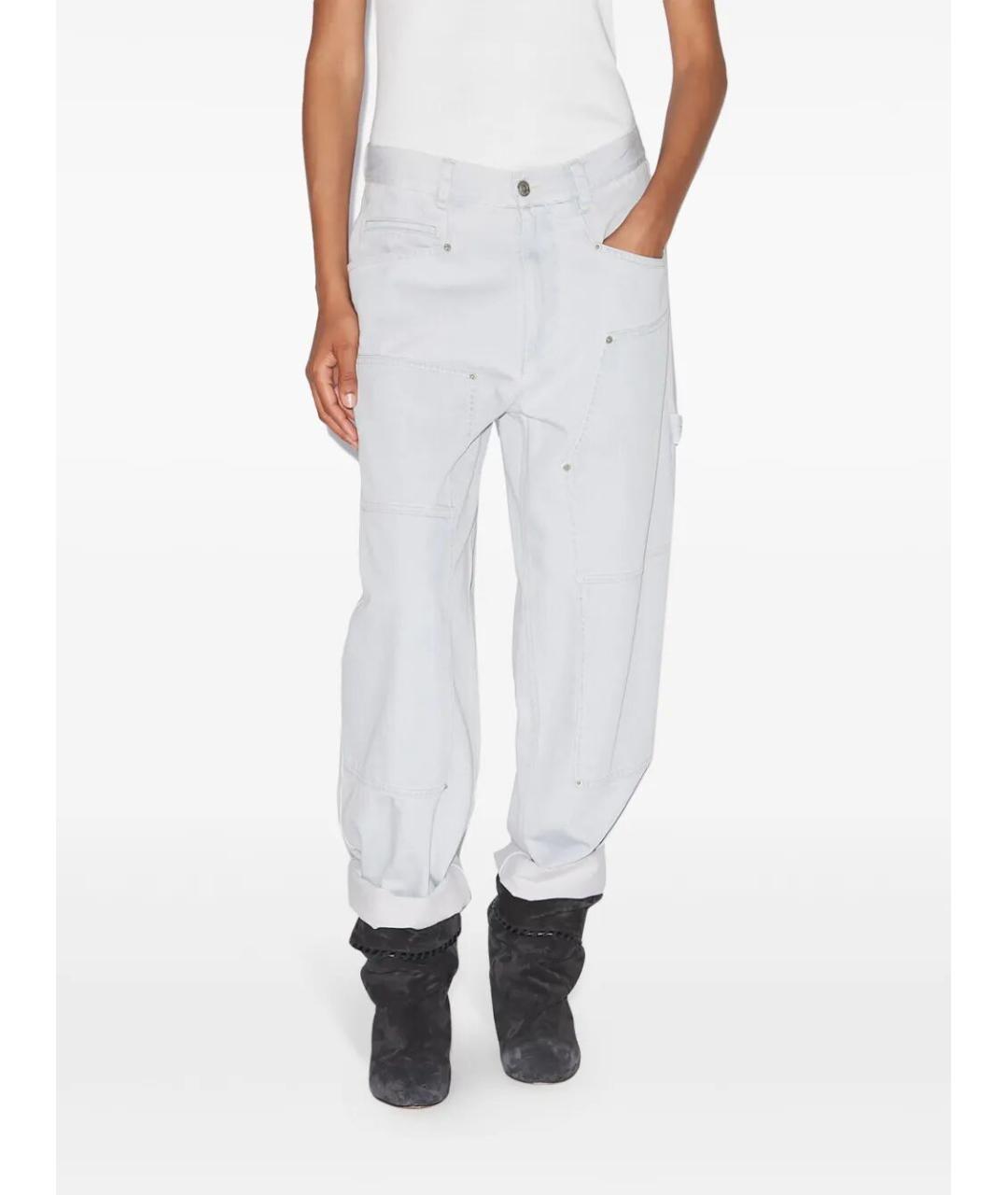 ISABEL MARANT Голубые хлопковые прямые брюки, фото 2