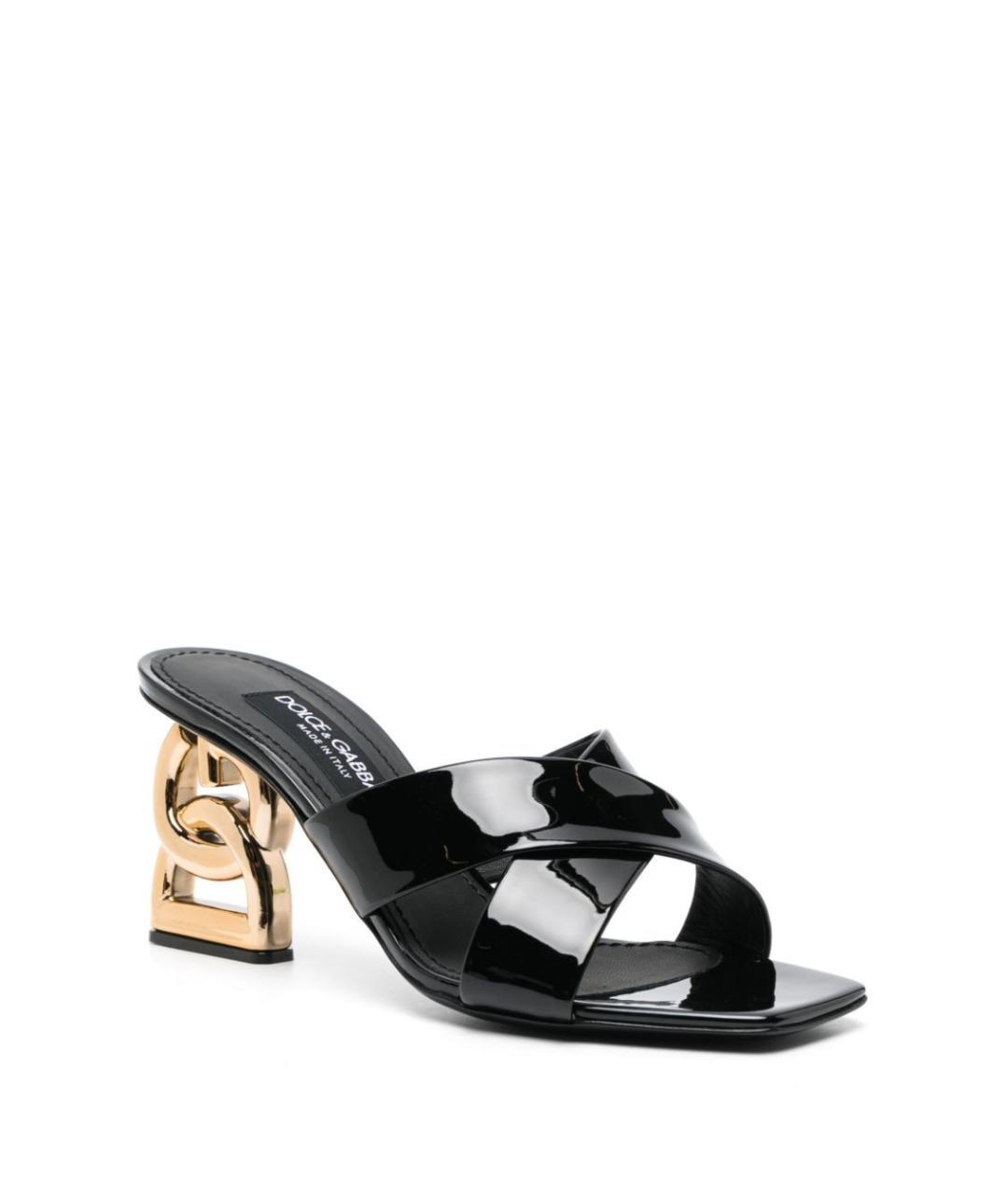 DOLCE&GABBANA Черные мюли из лакированной кожи, фото 2