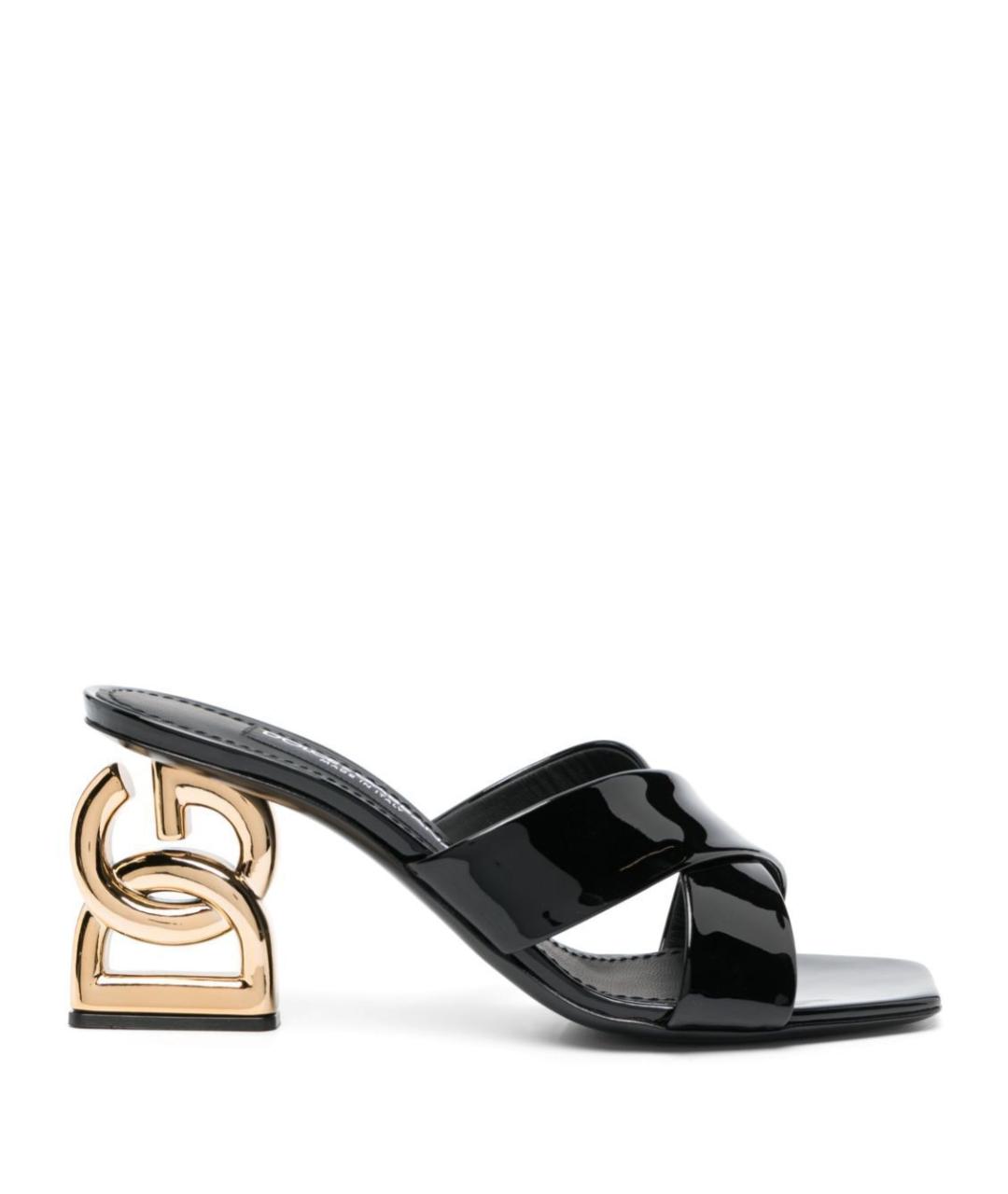DOLCE&GABBANA Черные мюли из лакированной кожи, фото 1