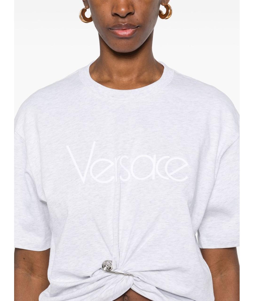 VERSACE Серая хлопковая футболка, фото 5