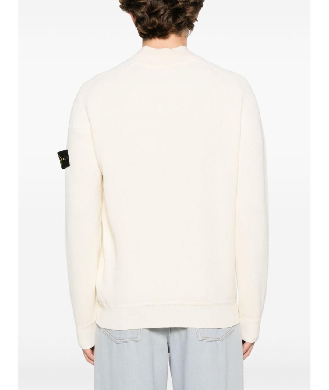 STONE ISLAND Бежевый хлопковый джемпер / свитер, фото 3