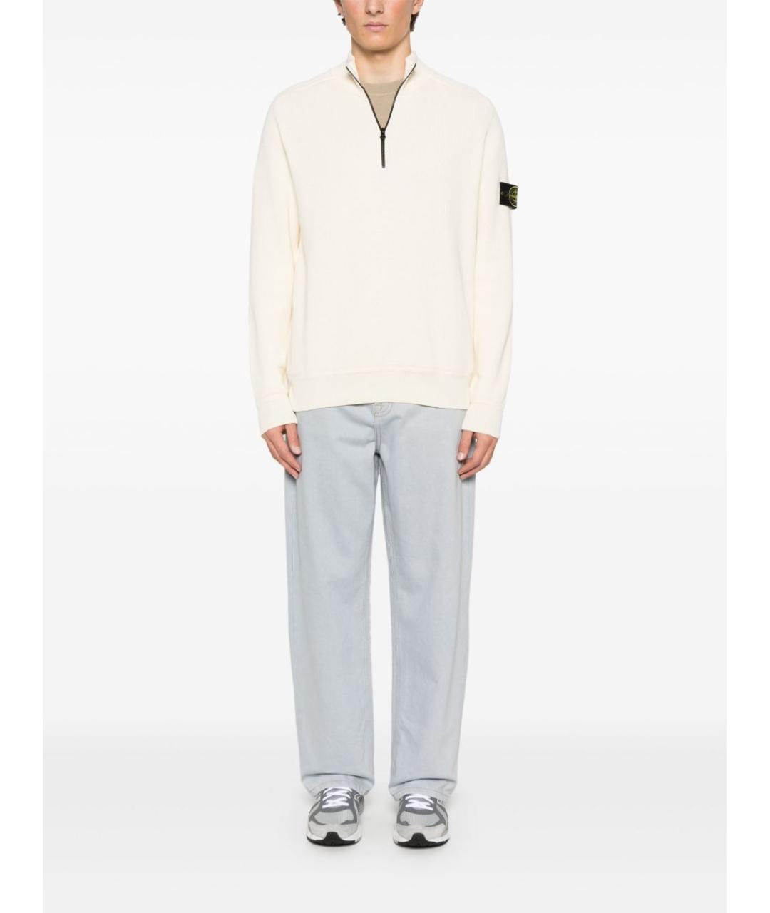 STONE ISLAND Бежевый хлопковый джемпер / свитер, фото 5