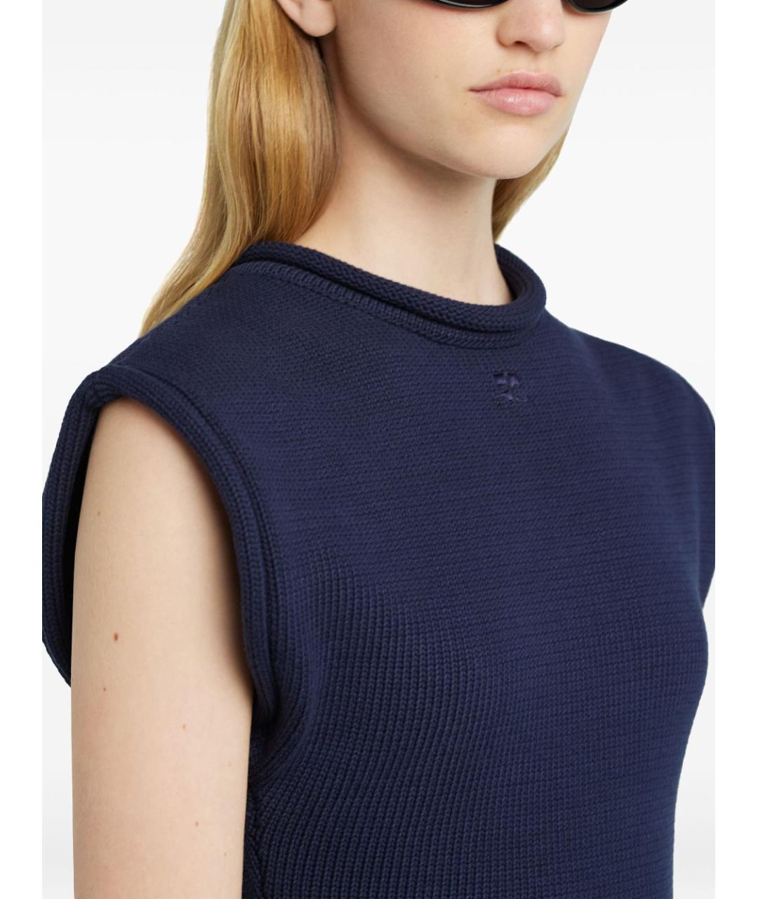 COURREGES Темно-синяя хлопковая майка, фото 2