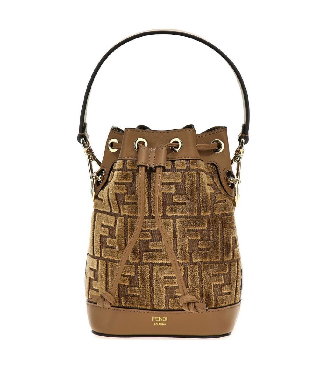 FENDI Коричневая синтетическая сумка с короткими ручками, фото 1