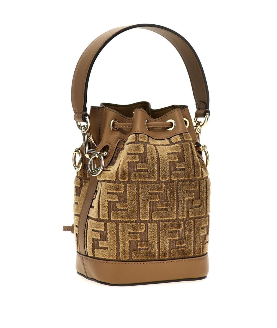 FENDI Коричневая синтетическая сумка с короткими ручками, фото 3