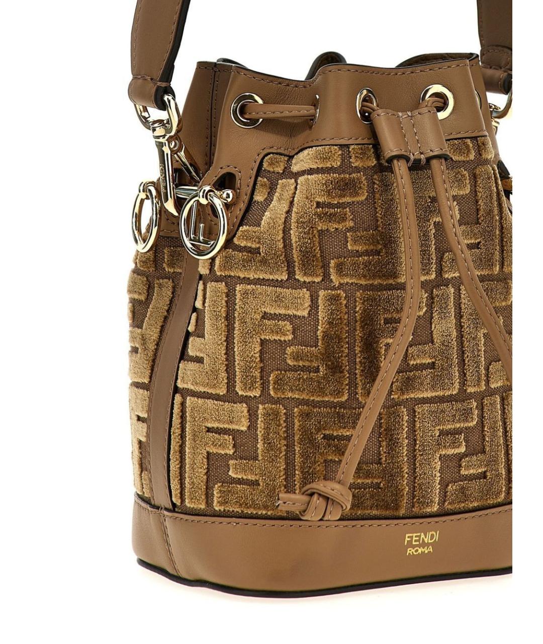 FENDI Коричневая синтетическая сумка с короткими ручками, фото 2