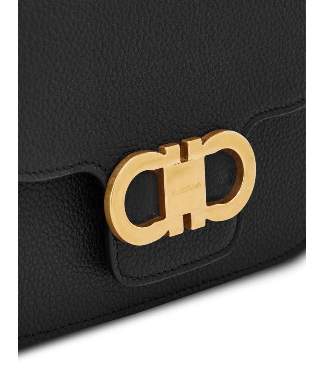 FERRAGAMO Черная кожаная сумка через плечо, фото 4