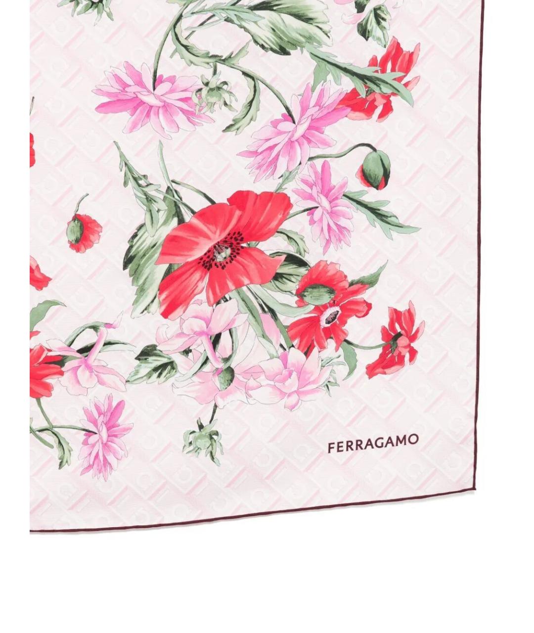 FERRAGAMO Розовый шелковый шарф, фото 2