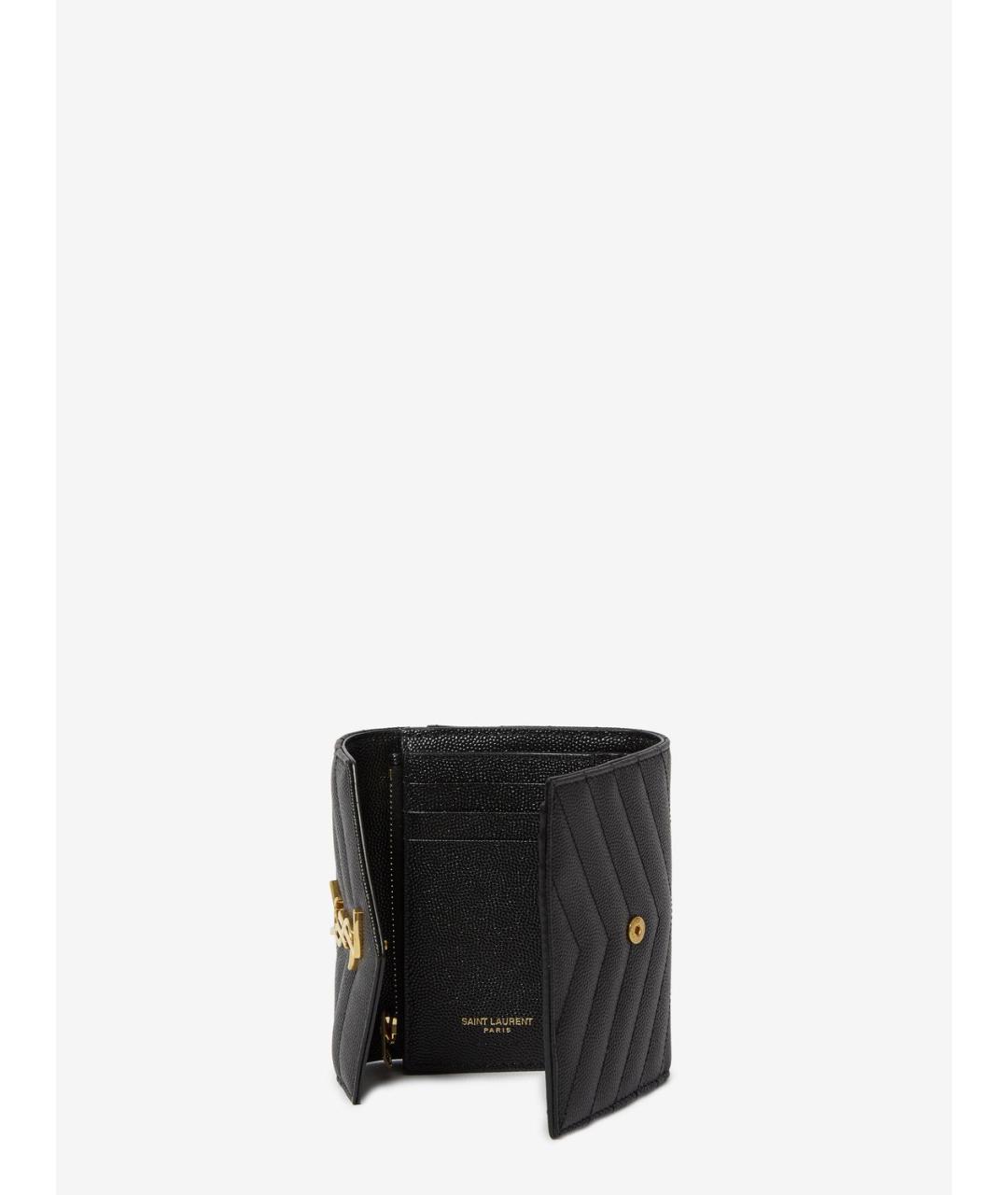 SAINT LAURENT Черный кожаный кошелек, фото 5
